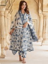 White Colour Rayon Printed Kurti With Pant Dupatta Wholesale Market In Surat Aaradhna 2039